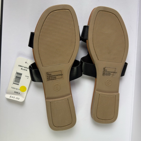 Black Bow Buckle Flat Sandals Size 6 SM New York Slip-On Summer Slides NWT - Picture 5 of 5